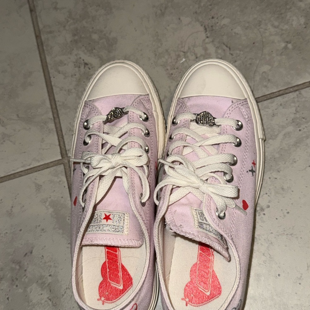 Converse Light Pink Sneakers with Red Accents